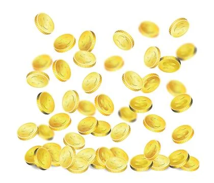 Vector illustration of falling golden coins Stock Illustration