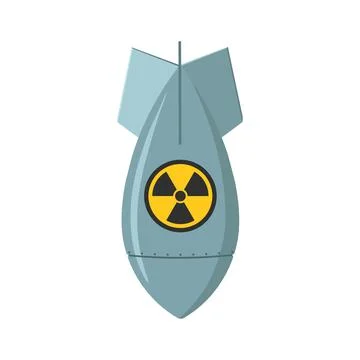 Vector illustration of falling radioactive nuke bomb. Stock Illustration