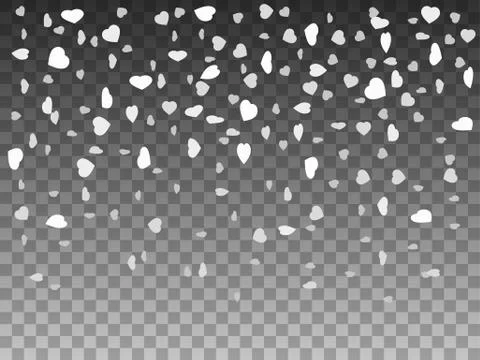 Vector illustration falling white paper hearts Stock Illustration