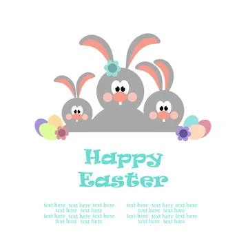 Vector illustration with a family of cute Easter bunnies. Stock Illustration