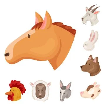 Vector illustration of farm and head logo. Set of farm and homemade vector icon Stock Illustration