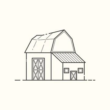 Vector illustration of farm barn. Line art イラスト素材