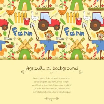 Vector illustration farm elements in doodle style Stock Illustration