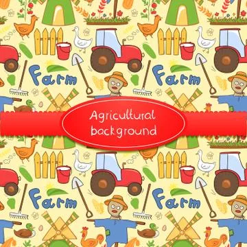 Vector illustration farm elements in doodle style Stock Illustration