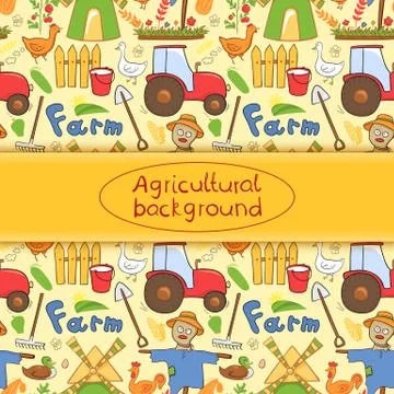 Vector illustration farm elements in doodle style イラスト素材