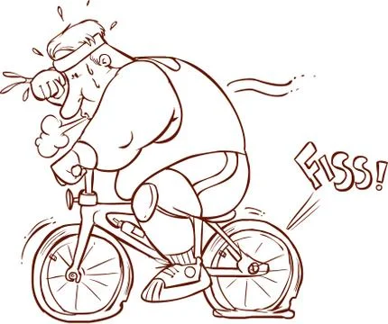 Vector illustration of fat man riding a bicycle Stock Illustration