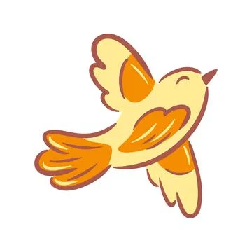 This vector illustration features a charming flying bird in warm tones, illus Stock Illustration