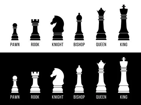 Vector illustration features a complete set of chess pieces in black and wh.. イラスト素材
