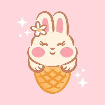 Vector illustration features a cute and funny kawaii rabbit adorned with a Stock Illustration