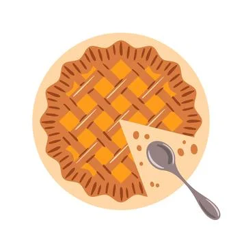 This vector illustration features a delectable pumpkin pie, perfectly baked and Stock Illustration
