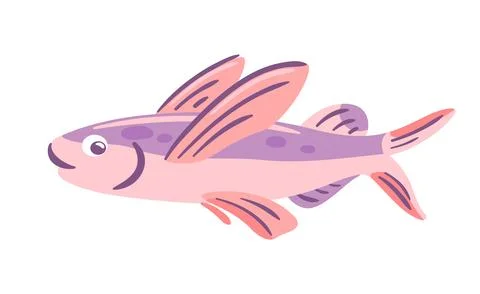 This vector illustration features a dynamic flying fish gracefully leaping .. Stock Illustration