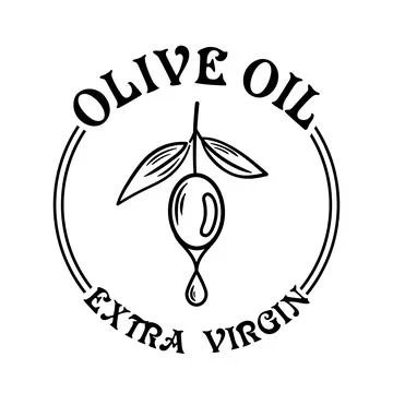 This vector illustration features an olive oil label showcasing a single olive Stock Illustration