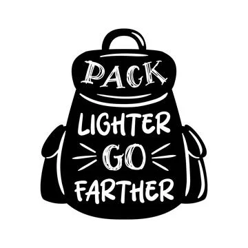 Vector illustration features the phrase. pack lighter go farther. in a dynamic Stock Illustration