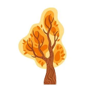 Vector illustration features a stunning autumn tree with vibrant orange, red Stock Illustration