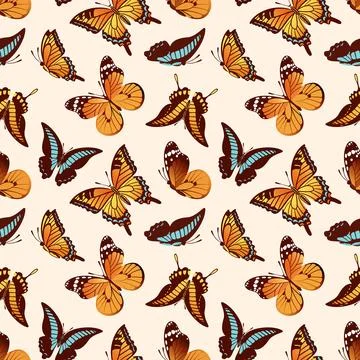 This vector illustration features a stunning seamless pattern of butterflies Illustrazione stock