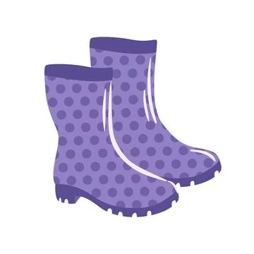 This vector illustration features stylish purple rubber boots adorned with Stock Illustration
