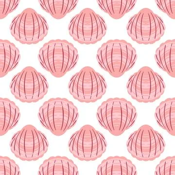 This vector illustration features a symmetrical pattern of delicate pink shel Illustrazione stock