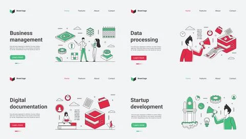 This vector illustration features a web template for Business Management, Data イラスト素材