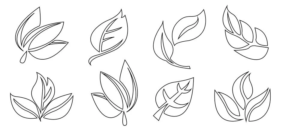 Vector illustration featuring a collection of six different leaf designs in Stock Illustration