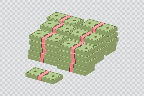 A vector illustration featuring multiple bundles of money stacked together Illustrazione stock