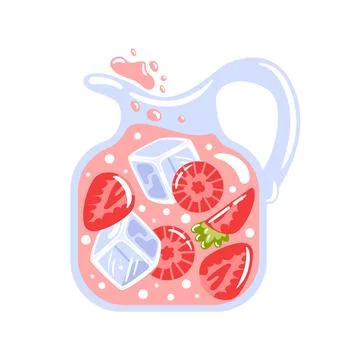 Vector illustration featuring a refreshing glass pitcher filled with strawb.. Stock Illustration