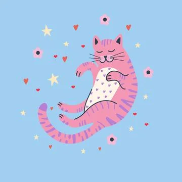 Vector illustration featuring st. Valentine's cat Stock Illustration