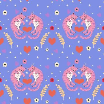 Vector illustration featuring st. Valentine's cat Stock Illustration