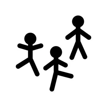 Vector illustration featuring three basic stick figures arranged in a loose.. Stock Illustration