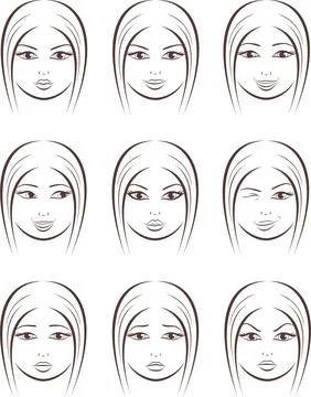 Vector illustration of female face. Stock Illustration
