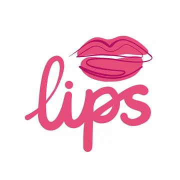 Vector illustration of female lips with text. Elegant logo with the image of  Stock Illustration