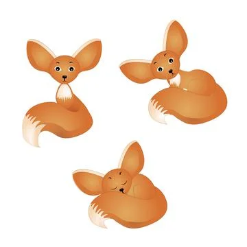 Vector illustration of Fennec Fox isolated on white background. Stock Illustration
