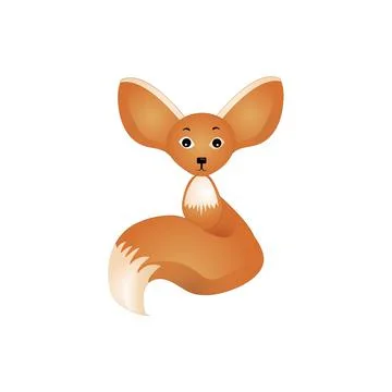 Vector illustration of Fennec Fox isolated on white background. Stock Illustration