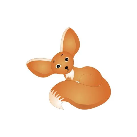Vector illustration of Fennec Fox isolated on white background. Stock Illustration