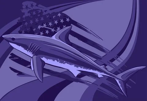 Vector illustration of ferocious white shark attacks Stock Illustration