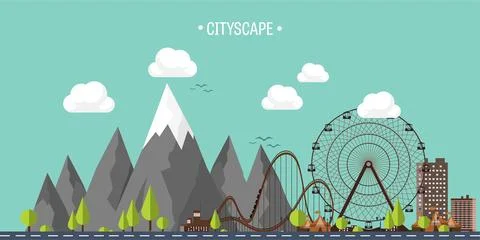 Vector illustration. Ferris wheel carnival. Funfair background. Circus park Ilustración de archivo