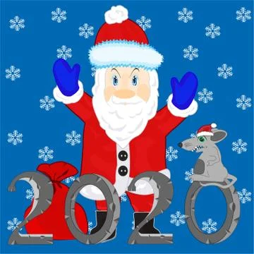 Vector illustration festive cristmas background approaching 2020 rats Stock Illustration