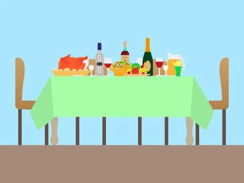 Vector illustration of a festive table Stock Illustration
