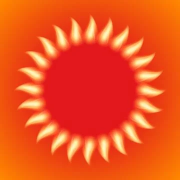 Vector illustration of a fiery sun Stock Illustration