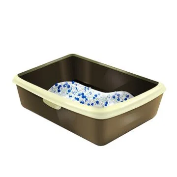 Vector illustration of filled cat litter box with silica gel Stock Illustration