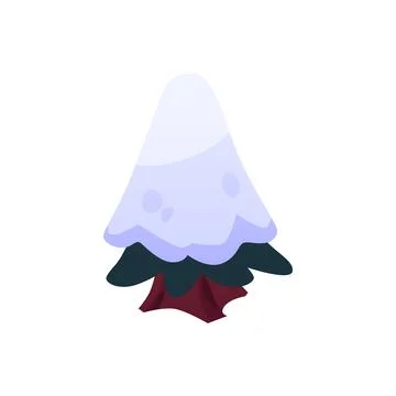 Vector illustration of a fir tree in the snow on an isolated background. Stock Illustration