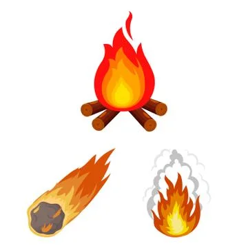 Vector illustration of fire and flame sign. Set of fire and fireball stock Stock Illustration