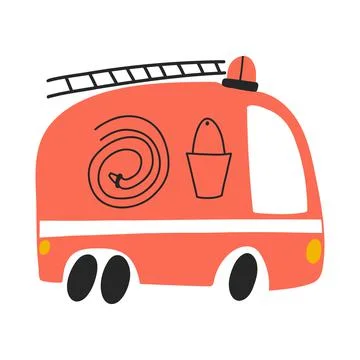 Vector illustration of fire engine truck isolated on white background in cartoon Stock Illustration
