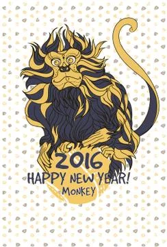 Vector illustration of  fire monkey, symbol of 2016 on the Chinese calendar. Stock Illustration