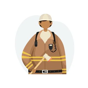 Vector illustration of a firefighter in the form of an axe. Profession. Flat  Illustrazione stock