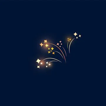 Vector illustration of firework with flying traces and glowing stars on isolated 库存插图