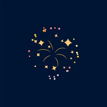 Vector illustration of firework, round shape, with flying trails, particles and Stock Illustration