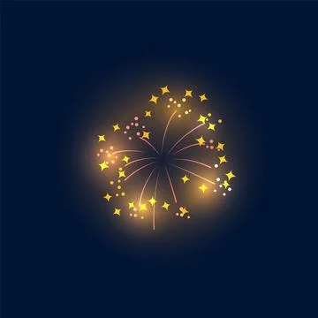 Vector illustration of fireworks with glowing particles and stars on black Stock Illustration
