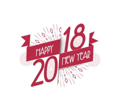 Vector illustration of fireworks. Happy new year 2018 background Stock Illustration