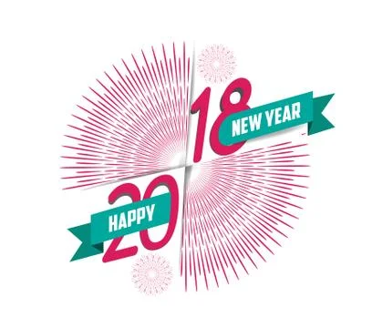 Vector illustration of fireworks. Happy new year 2018 background Stock Illustration