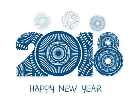 Vector illustration of fireworks. Happy new year 2018 theme Stock Illustration